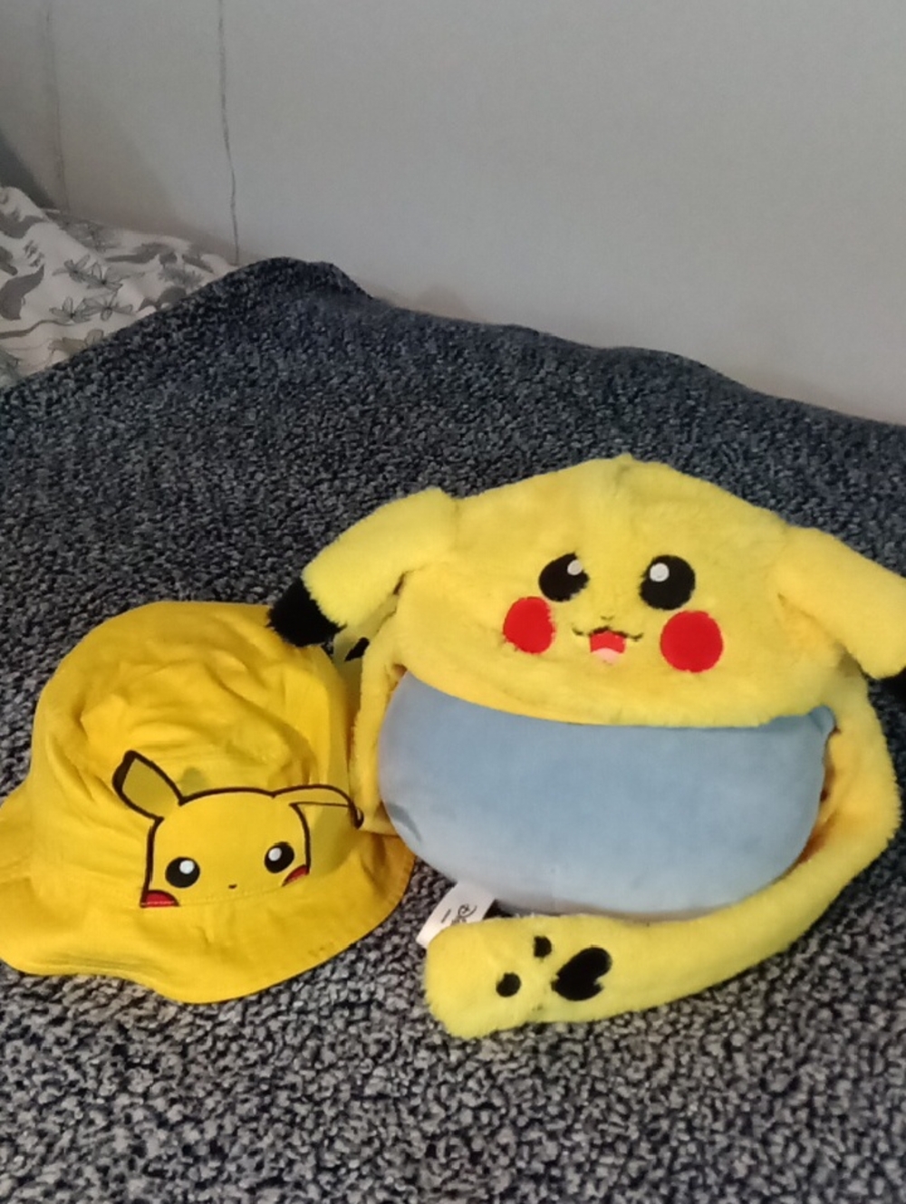 Fuzzy Pikachu Hat And Pikachu Bucket Hat Bundle